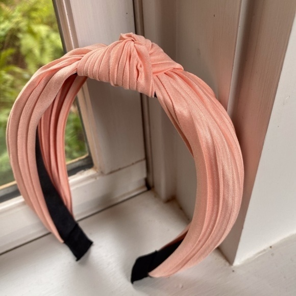 Anthropologie Satin Peachy Pink Knotted Headband - Picture 3 of 4